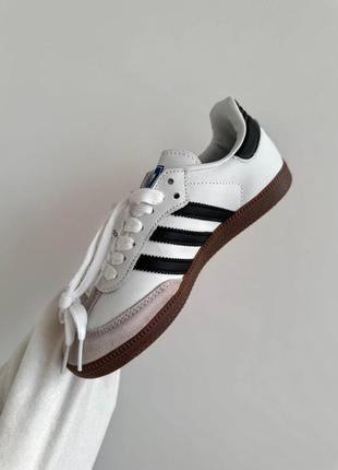 Кроссовки adidas samba white / black gum premium6 фото