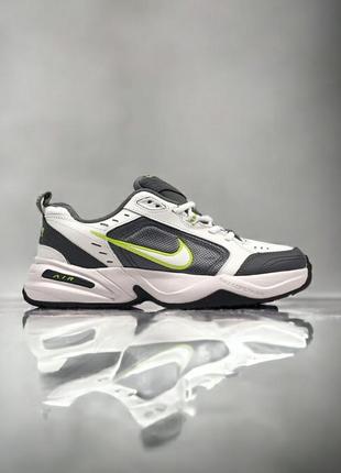 Nike air monarch iv •white grey green• кроссовки кожаные