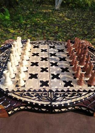 Деревянные шахматы ручной работы. резная доска, фигурки ручной работы.4 фото