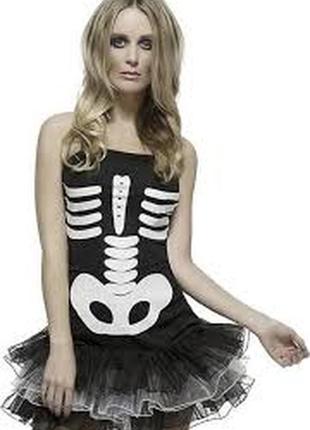 Карнавальное платье на хеловин скелет-баллерина 10-12роков