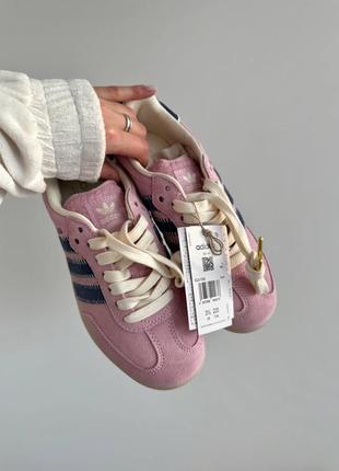 Прекрасные женские кроссовки adidas samba x notitle pink navy premium розовые2 фото