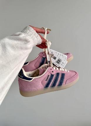 Прекрасные женские кроссовки adidas samba x notitle pink navy premium розовые7 фото