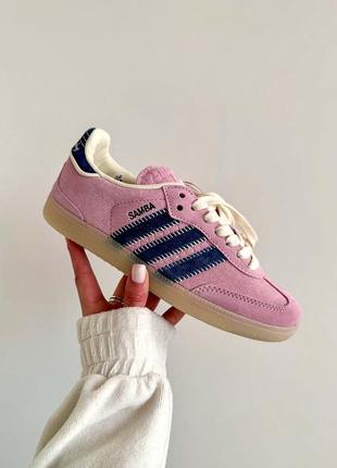 Неймовірні жіночі кросівки adidas samba x notitle pink navy premium рожеві