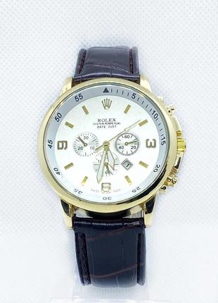 Мужские наручные часы золото с коричневым ремешком ( код: ibw892yk )2 фото