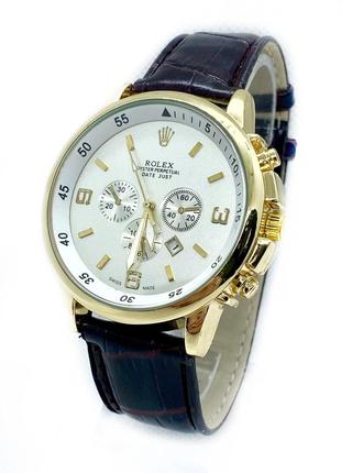 Чоловічий наручний годинник золото з коричневим ремінцем ( код: ibw892yk )