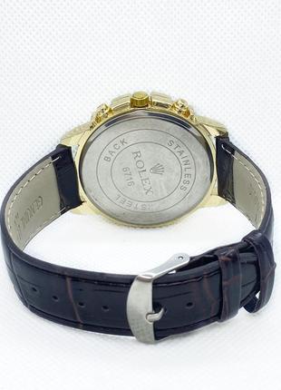 Мужские наручные часы золото с коричневым ремешком ( код: ibw892yk )4 фото