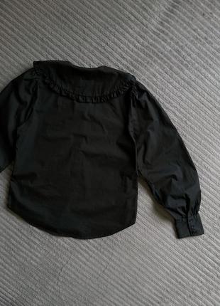 Сорочка з великим коміром блуза чорна котонова бавовняна7 фото