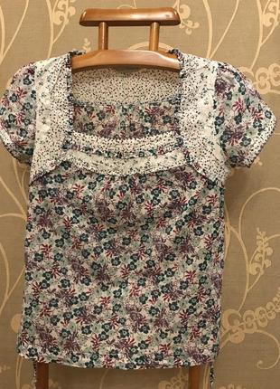 Очень красивая и стильная брендовая блузка в цветочках..100% коттон 19.1 фото