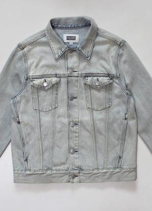 Стильная качественная джинсовая куртка с освещениями (бежевого оттенка) от weekday1 фото