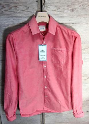 Мужская хлопковая элегантная баеаая рубашка scotch &soda в розовом цвете размер s