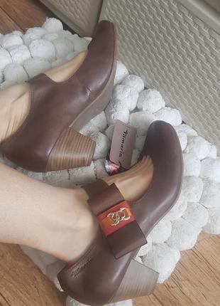 Кожаные туфли на каблуках мэри джейн коричневые лодочки5 фото