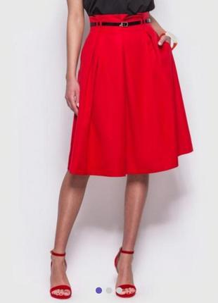 Красная расклешенная юбка1 фото