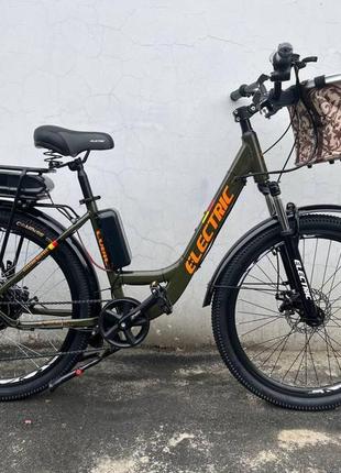 Електровелосипед cubic-bike electric 26" хакі 500ват 10.4 а·год 48 в у багажнику2 фото