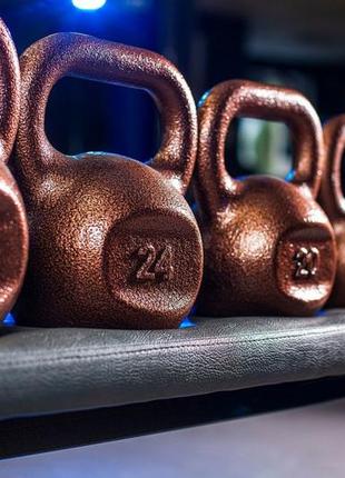 Гиря чавунна rn-sport 32 кг металева, колір бронза5 фото