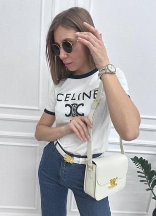 Ремень белый натуральная кожа celine 🤍4 фото