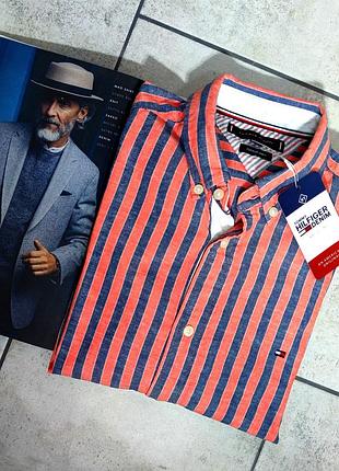 Мужская элегантная хлопковая рубашка tommy hilfiger  оригинал размер m
