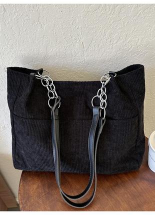 Женская черная вельветовая сумка через плечо в стиле ретро1 фото