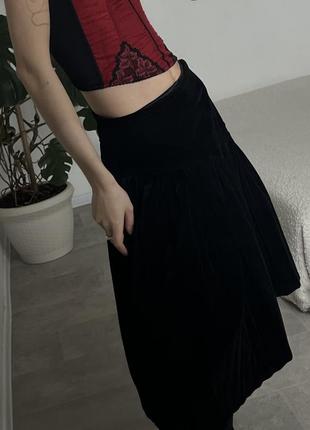 Роскошная черная бархатная юбка4 фото