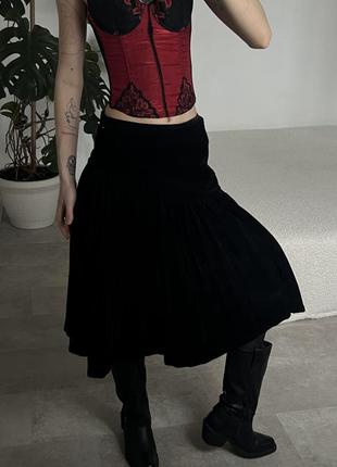 Роскошная черная бархатная юбка8 фото