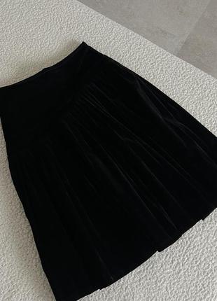 Роскошная черная бархатная юбка5 фото