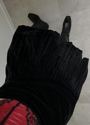 Роскошная черная бархатная юбка7 фото