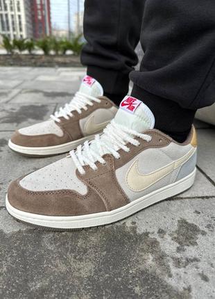 Кроссовки мужские nike jordan 1 low mocha найк джордан 1 коричневые мокка n-1004