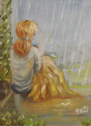Картина маслом "весенний дождь"