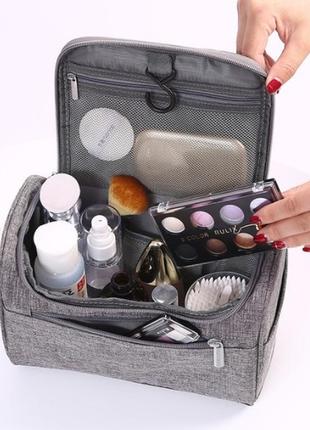 Дорожня косметичка, несесер, сумка-органайзер для косметики, сіра ( код: ibh021s )5 фото