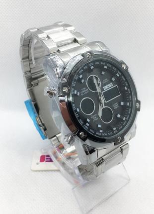 Часы мужские металлические skmei 1389 (скмеи), цвет серебро ( код: ibw330s )4 фото