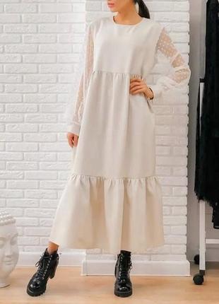 Платье женское 24-70 размер сорочка (звичайна),сетка в горох разные цвета