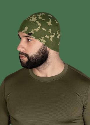 Демисезонная шапка из натуральной ткани watch cap flecktarn d с отворотом