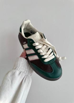 Кроссовки женские adidas samba x notitle green / brown premium7 фото