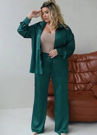 Женский костюм рубашка и брюки мод.833 р.48-58 у кольорах9 фото