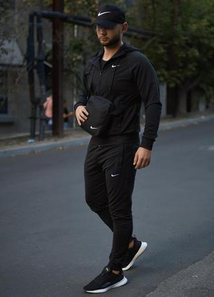 Чоловічий спортивний костюм nike на весну у чорному кольорі premium якості, стильний та зручний костюм на кожен день2 фото