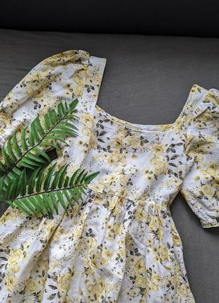 Нежное короткое платье в цветочный принт с объемными рукавами оверсайз oversized2 фото