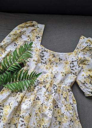 Ніжна коротка сукня в квітковий принт з об'ємними рукавами оверсайз oversized2 фото
