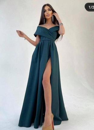 Красивое вечернее платье в пол с вырезом 36-70 размер