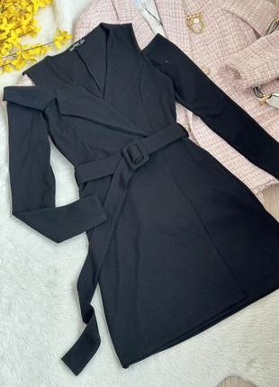 Черное вечернее платье мини на запах платье пиджак