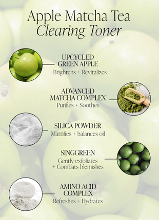 Тонер byroe apple matcha tea clearing toner 19ml