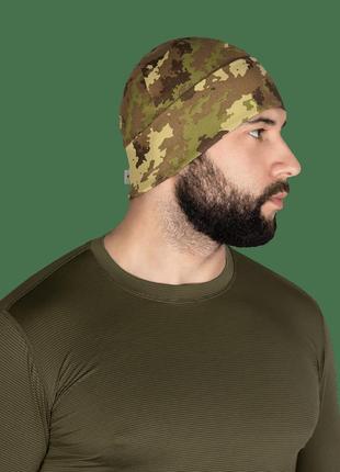 Демисезонная шапка из натуральной ткани watch cap vegetato с отворотом