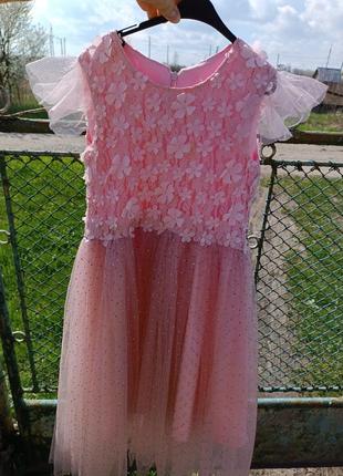 Красивое платье платье на выпускной розовый розовый цвет 122,128,134р5 фото