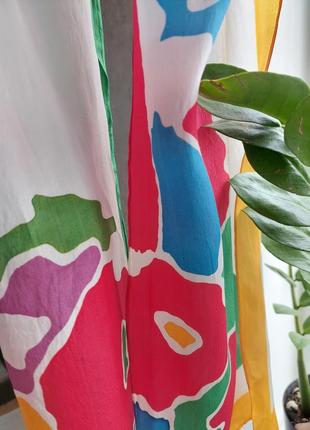 Бесподобный невесомый шёлковый шарф в разноцветный цветочный принт🔹шов роуль (28 см на 150 см)2 фото