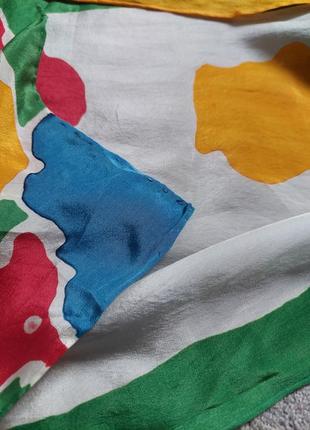Бесподобный невесомый шёлковый шарф в разноцветный цветочный принт🔹шов роуль (28 см на 150 см)3 фото