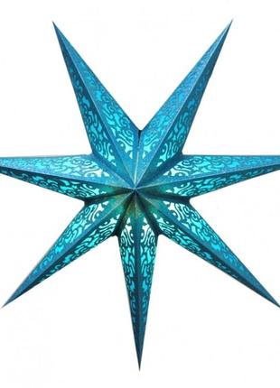 Світильник зірка картонна 7 променів laser full glitter блакитний bm1 фото