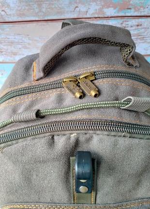 Качественный брезентовый рюкзак gold be, мужской вместительный рюкзак4 фото