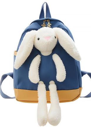 Дитячий рюкзак lesko a-7757 bunny blue на одне відділення з ремінцем