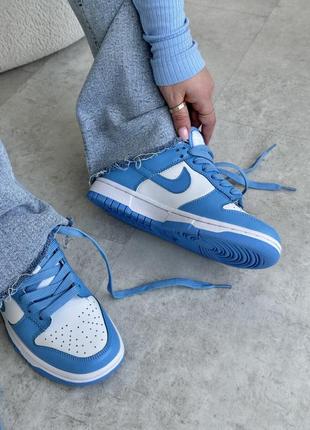 Крутые женские кроссовки nike sb dunk low university blue голубые10 фото