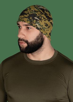 Демисезонная шапка из натуральной ткани watch cap marpat brown с отворотом