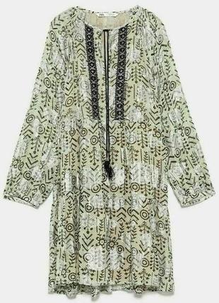 Жаккардовое платье с серебристыми вкраплениями и элементами вышивки zara s #31032 фото