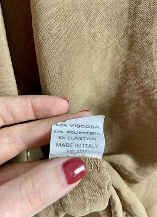 Италия элегантная трендовая блуза воротник стойкая onesize коричневая хаки2 фото